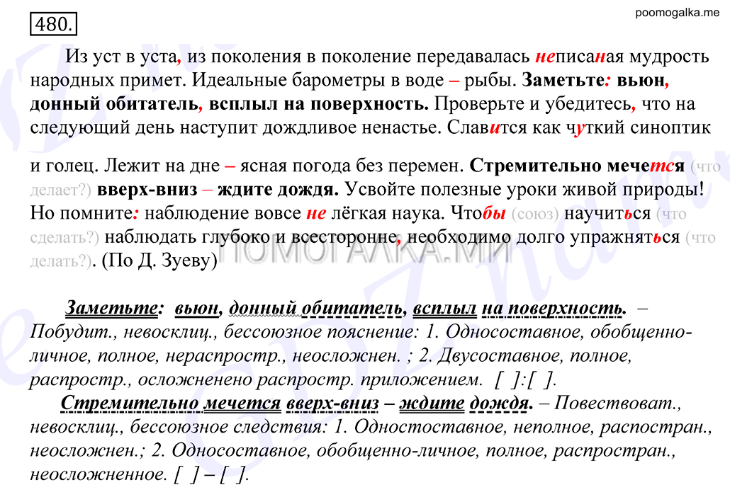 упражнение №480 русский язык 10-11 класс Грекова