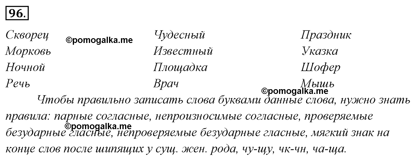 упражнение №96 русский язык 4 класс Канакина, Горецкий
