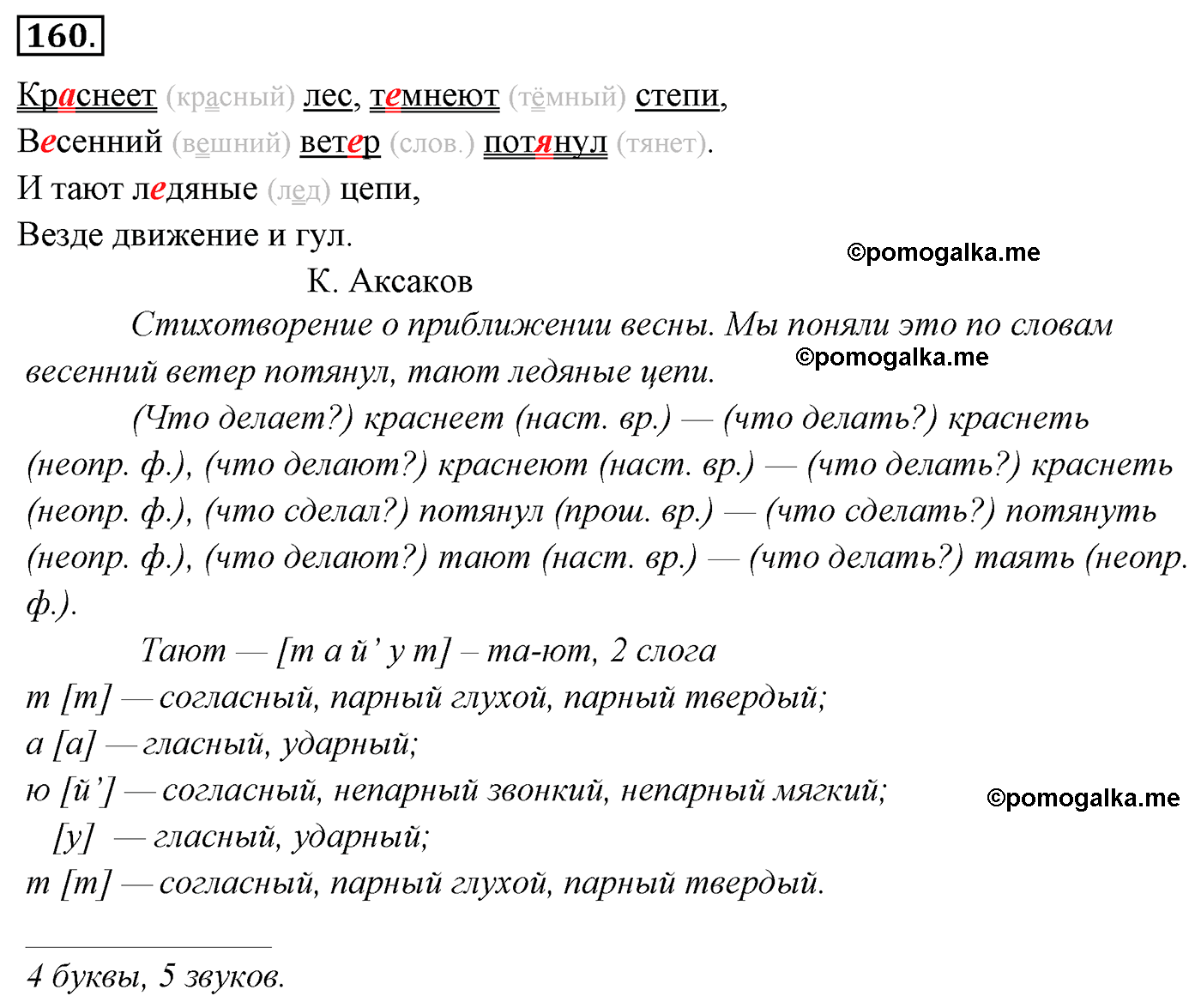 упражнение №160 русский язык 4 класс Канакина, Горецкий