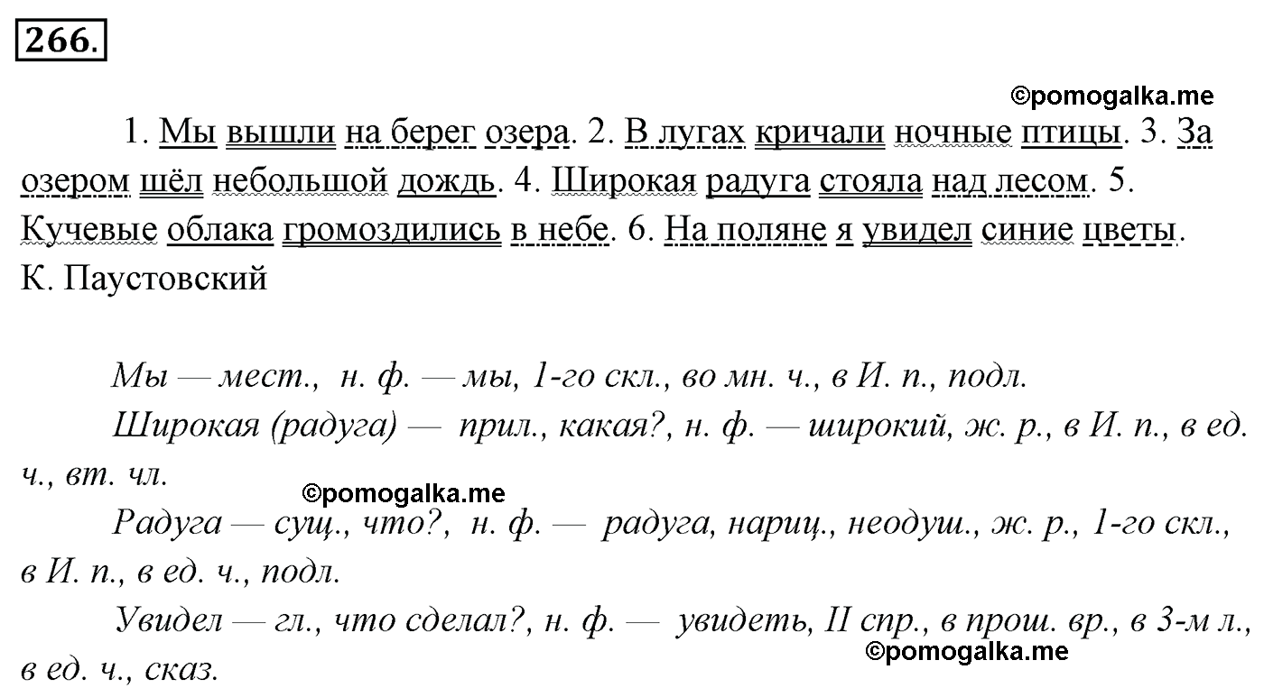 упражнение №266 русский язык 4 класс Канакина, Горецкий