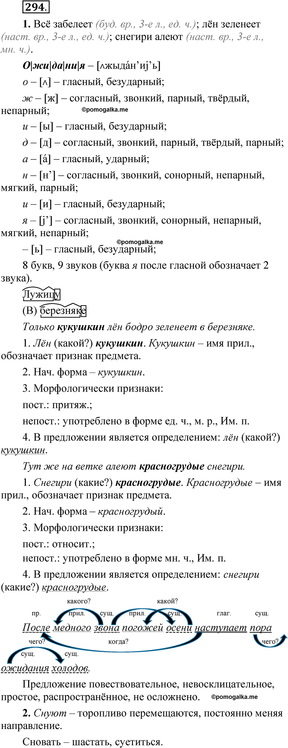 страница 205 упражнение 294 русский язык 5 класс Быстрова, Кибирева 2 часть 2021 год