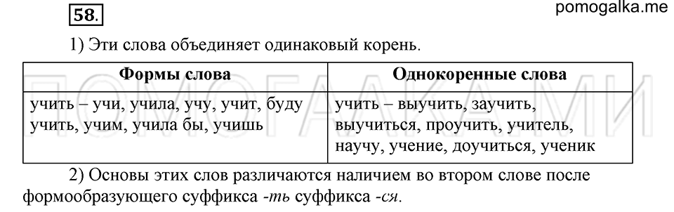 часть 1 страница 167 глава 3 упражнение 58 русский язык 5 класс Шмелёв 2018 год