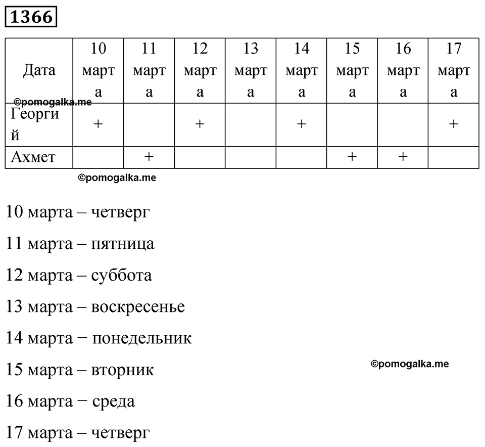 задача 1366 по математике 6 класс Мерзляк 2023 год