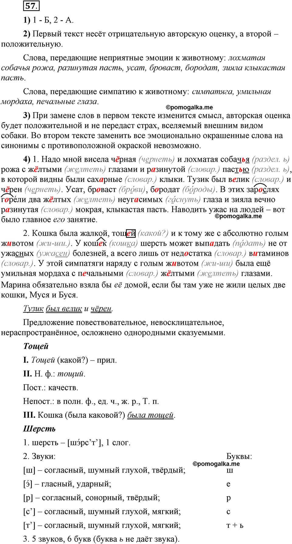 Глава 4. Упражнение №57 русский язык 6 класс Шмелёв