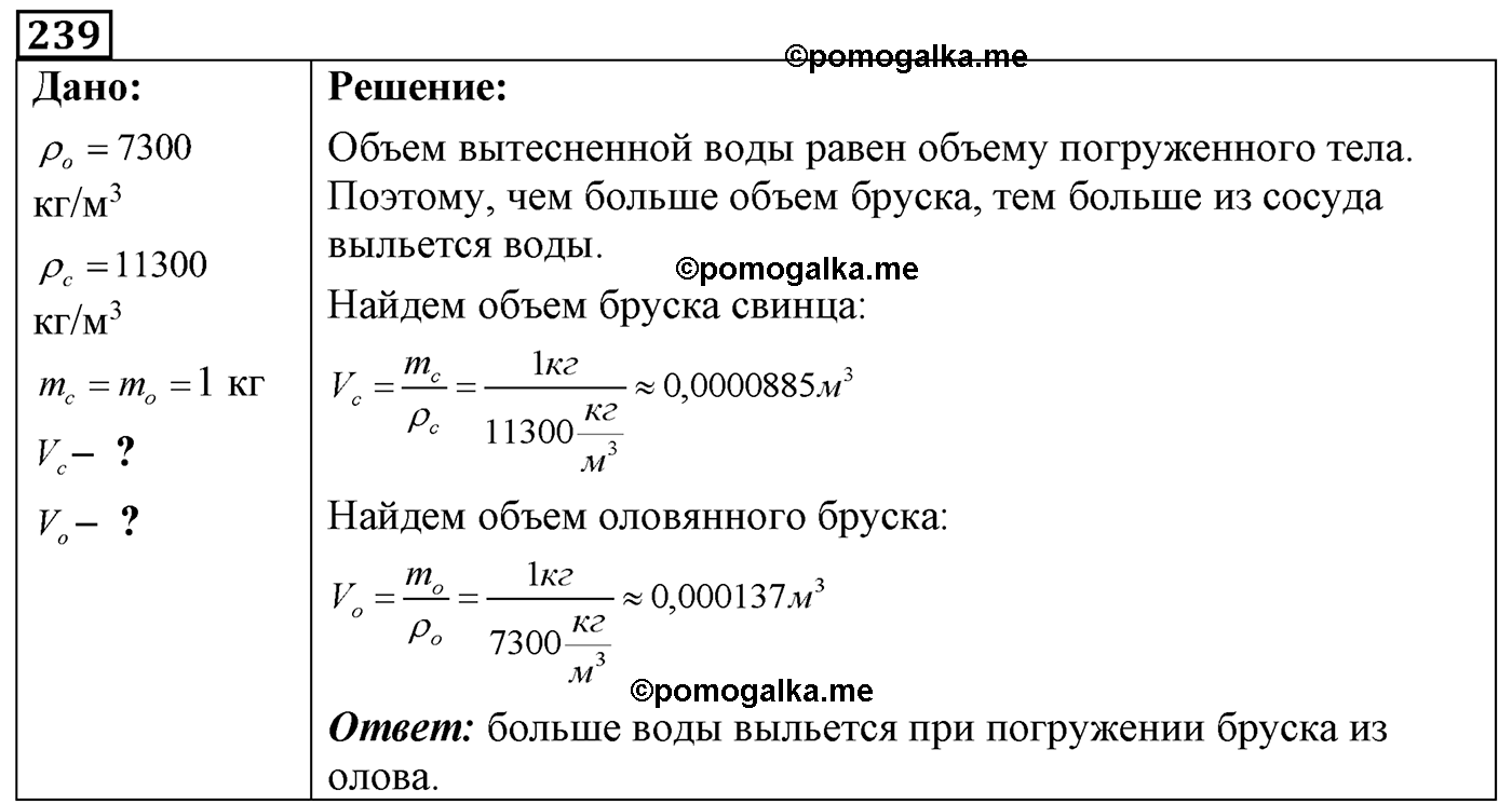 номер №239 физика 7 8 9 класс Лукашик сборник задач