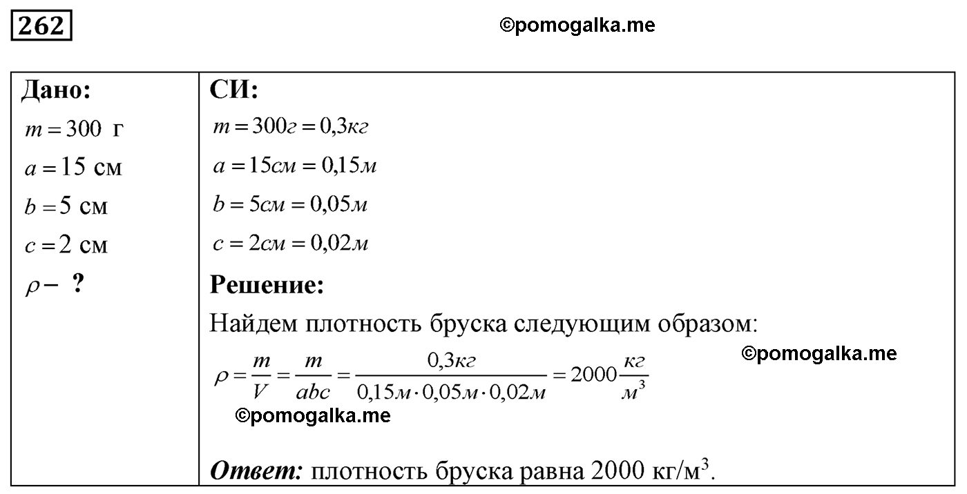 номер №262 физика 7 8 9 класс Лукашик сборник задач