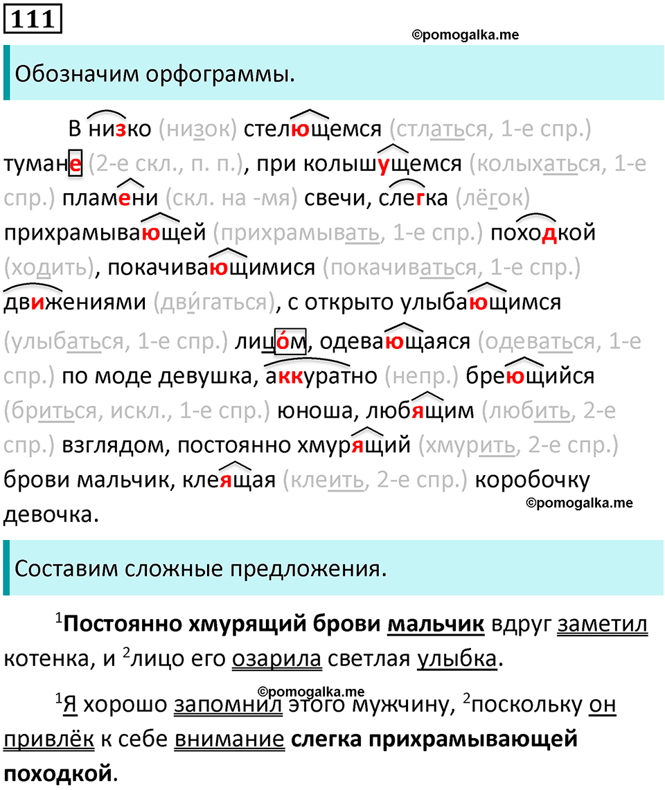страница 60 упражнение 111 русский язык 7 класс Баранов, Ладыженская 2021-2022 год
