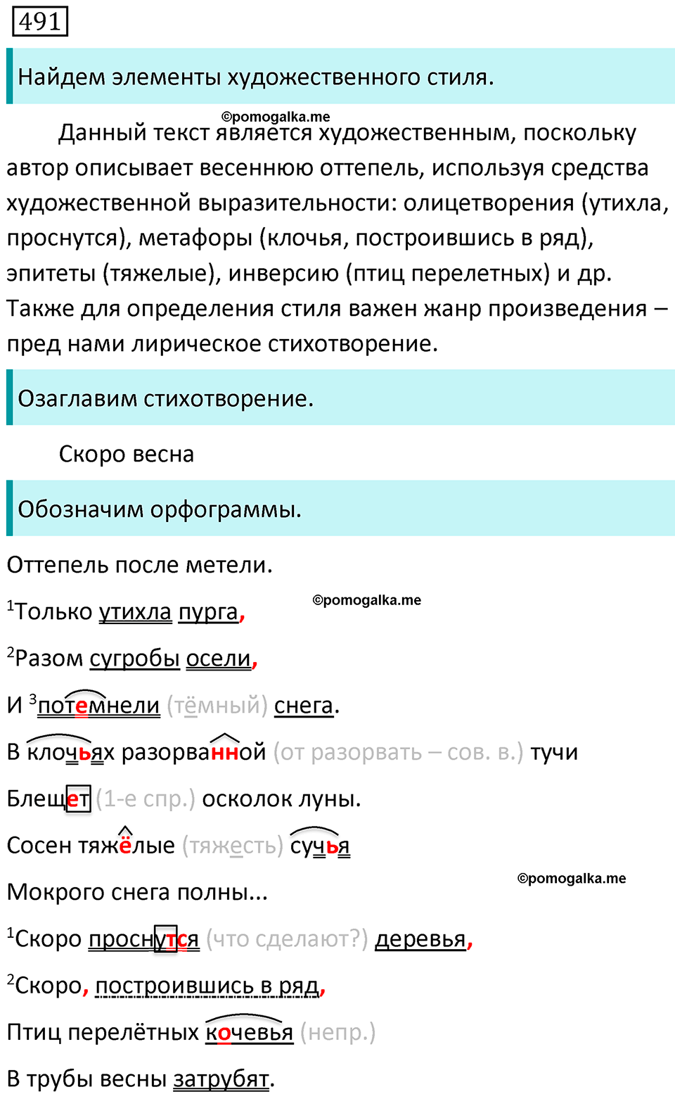 страница 100 упражнение 491 русский язык 7 класс Баранов, Ладыженская 2021-2022 год