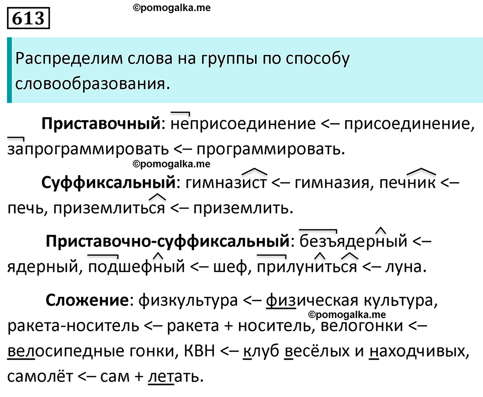 страница 130 упражнение 613 русский язык 7 класс Баранов, Ладыженская 2023 год