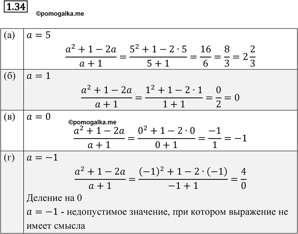 страница 9 номер 1.34 алгебра 7 класс Мордкович 2021 год