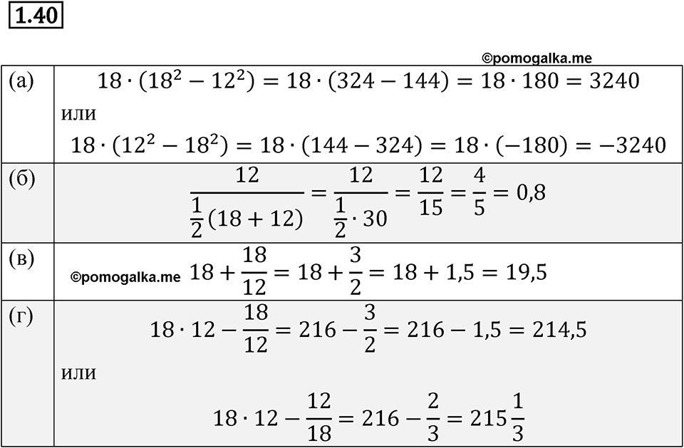 страница 10 номер 1.40 алгебра 7 класс Мордкович 2021 год