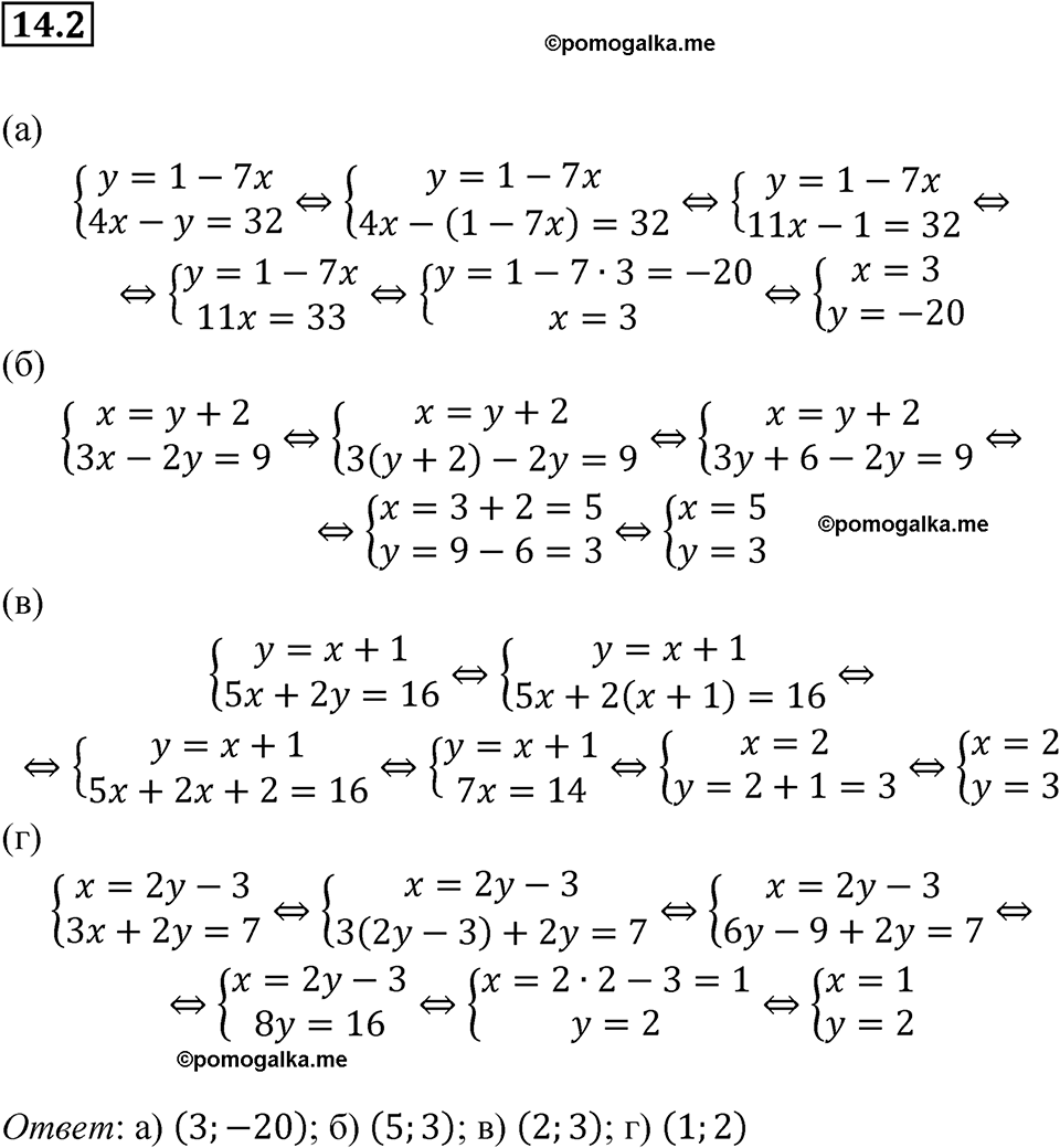 страница 71 номер 14.2 алгебра 7 класс Мордкович 2021 год