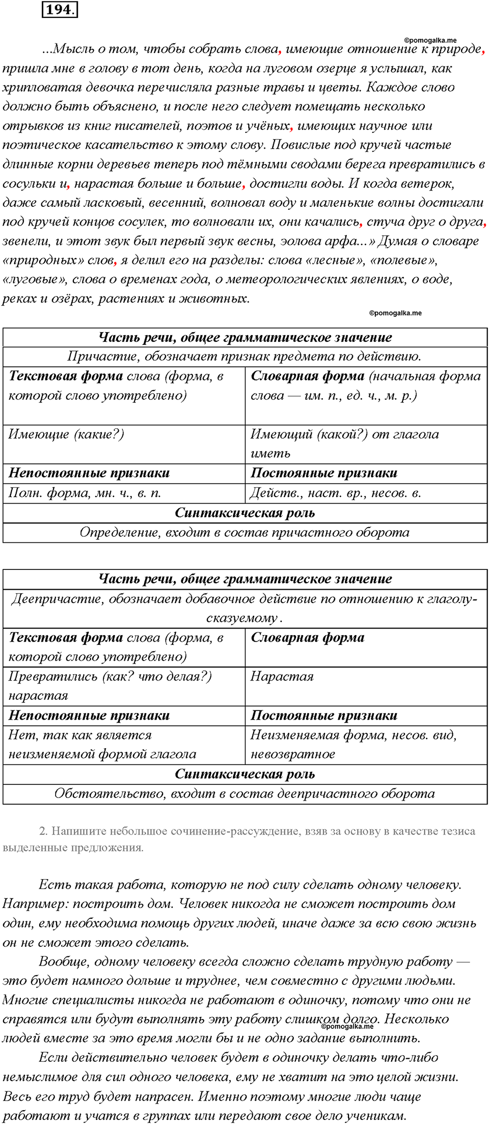 страница 100 упражнение 194 русский язык 7 класс Рыбченкова 2015 год