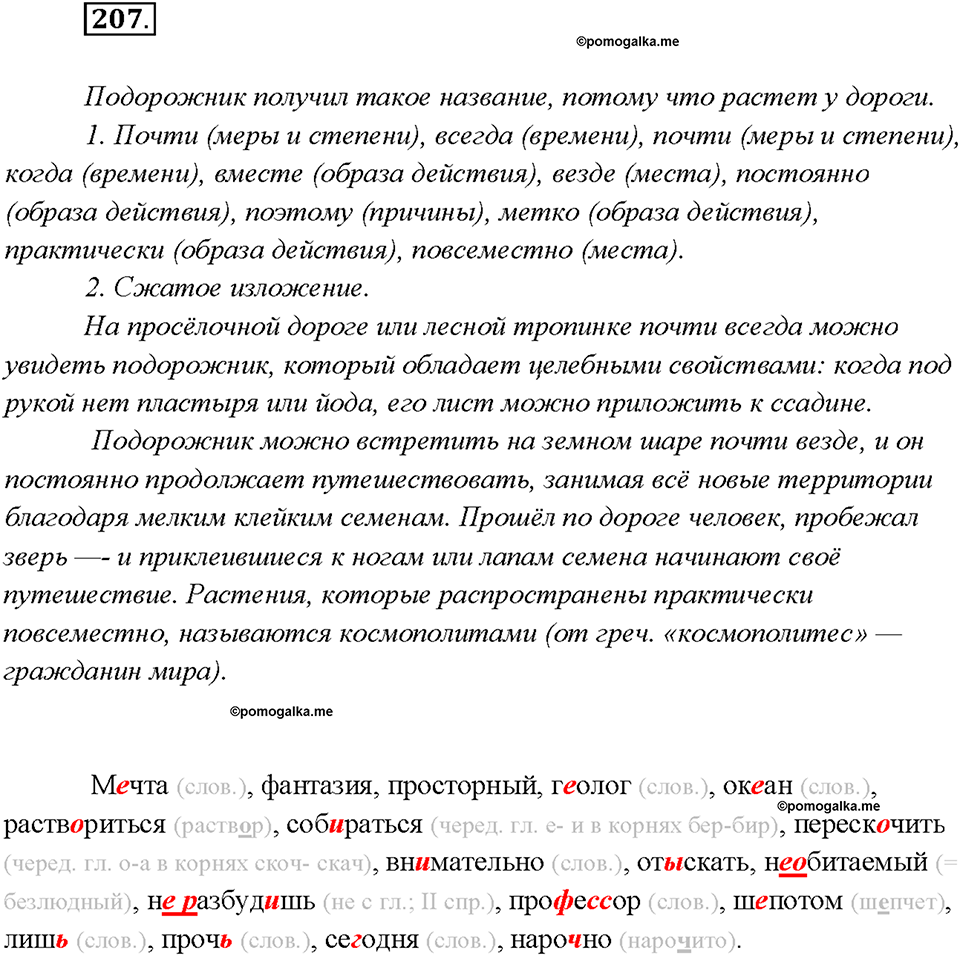 страница 111 упражнение 207 русский язык 7 класс Рыбченкова 2015 год