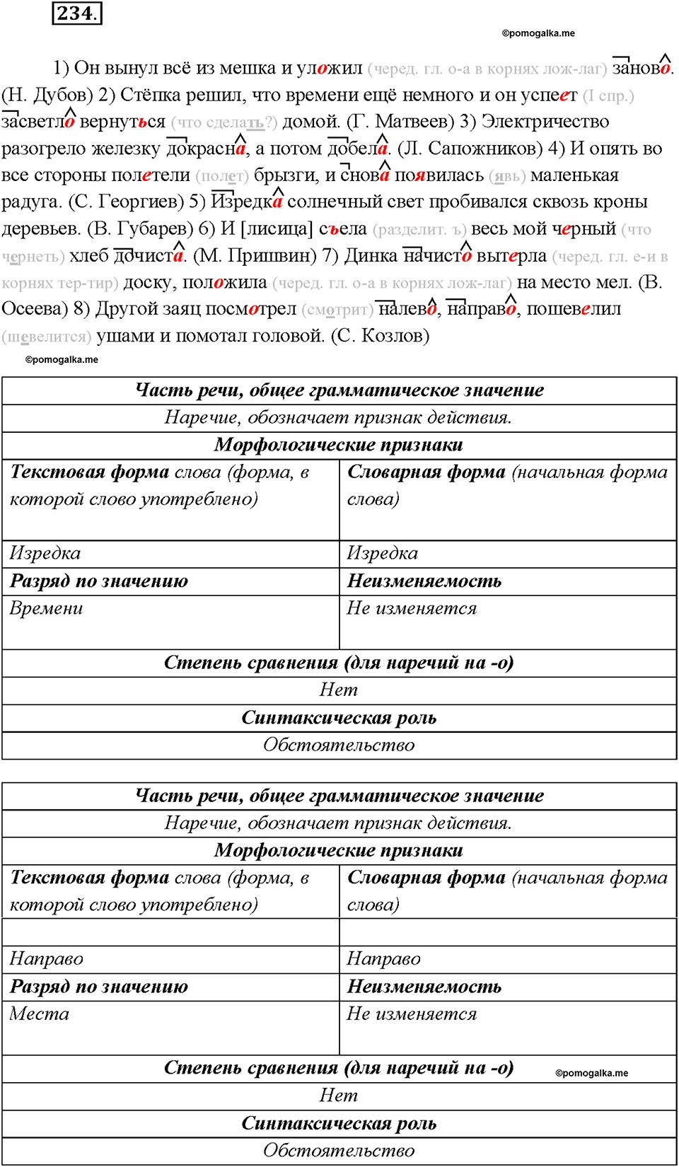 страница 124 упражнение 234 русский язык 7 класс Рыбченкова 2015 год