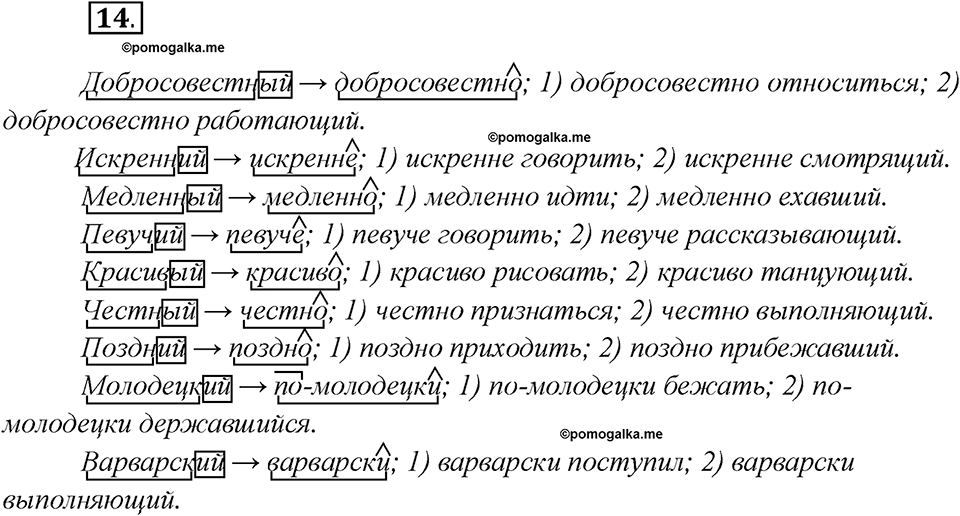 Глава 3. Упражнение №14 русский язык 7 класс Шмелев