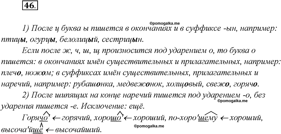 Глава 3. Упражнение №46 русский язык 7 класс Шмелев