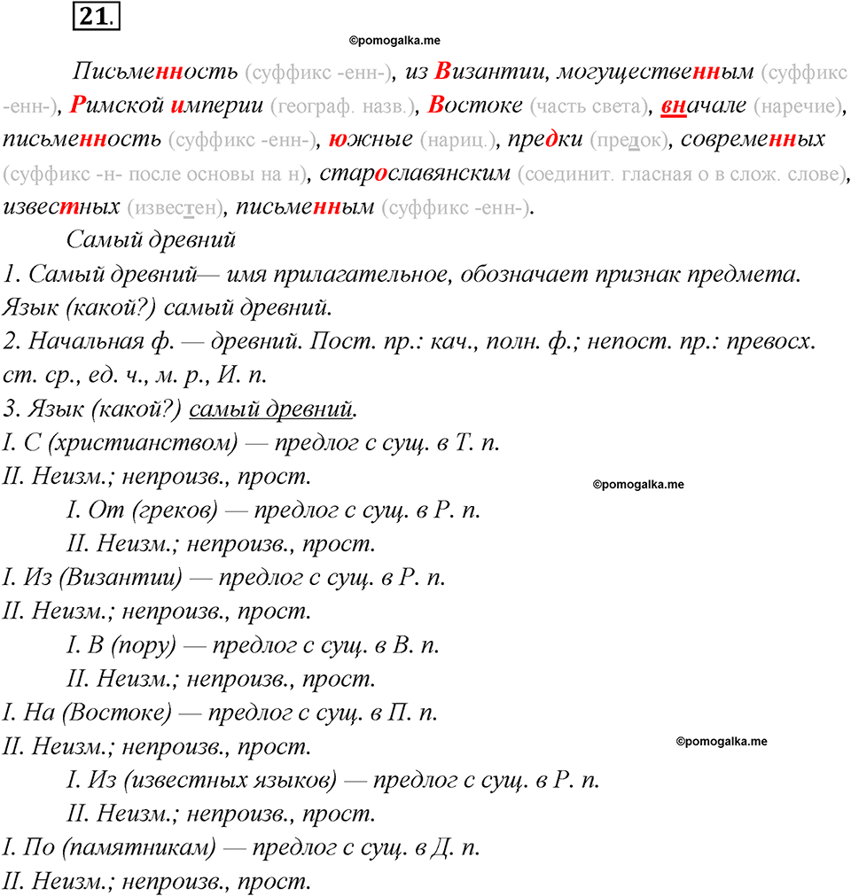 Глава 4. Упражнение №21 русский язык 7 класс Шмелев