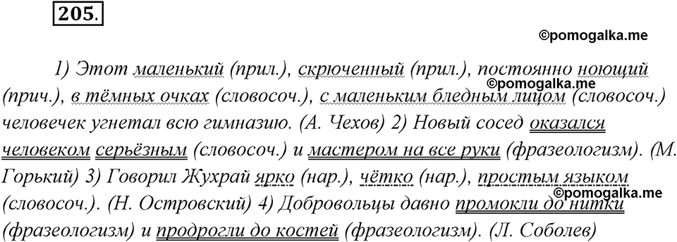 страница 128 упражнение 205 русский язык 8 класс Рыбченкова 2018 год