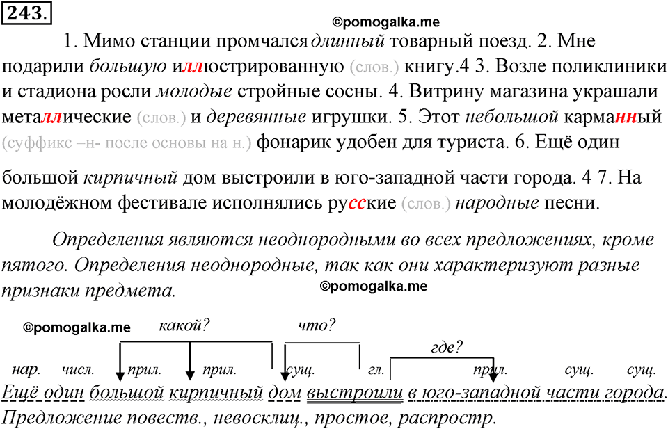 страница 135 упражнение 243 русский язык 8 класс Тростенцова, Ладыженская 2014 год
