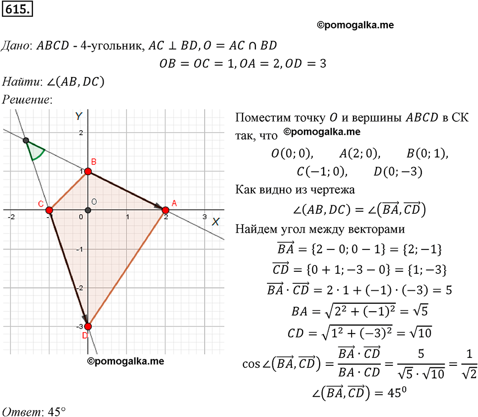 задача №615 геометрия 9 класс Мерзляк