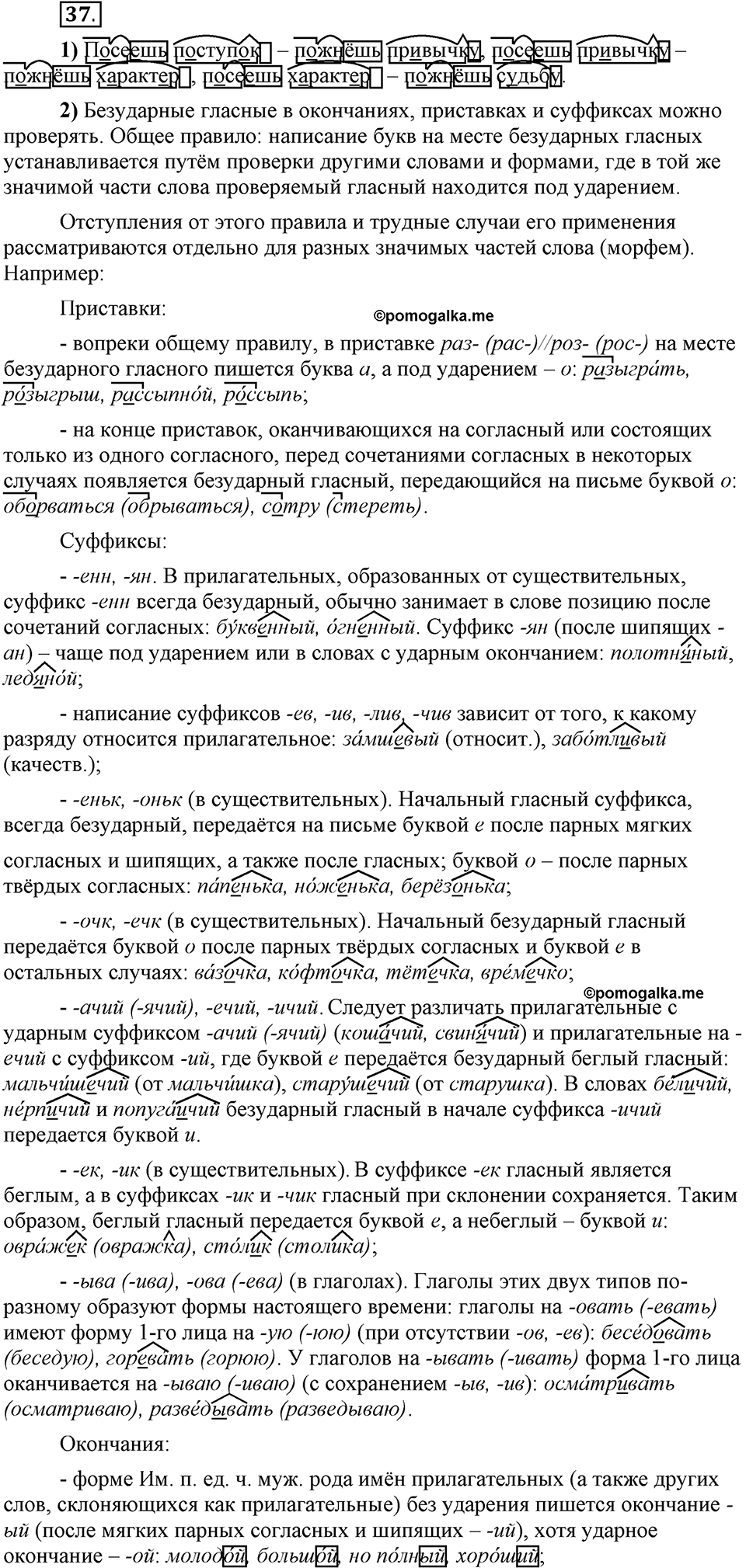 Глава 2. Упражнение №37 русский язык 6 класс Шмелёв