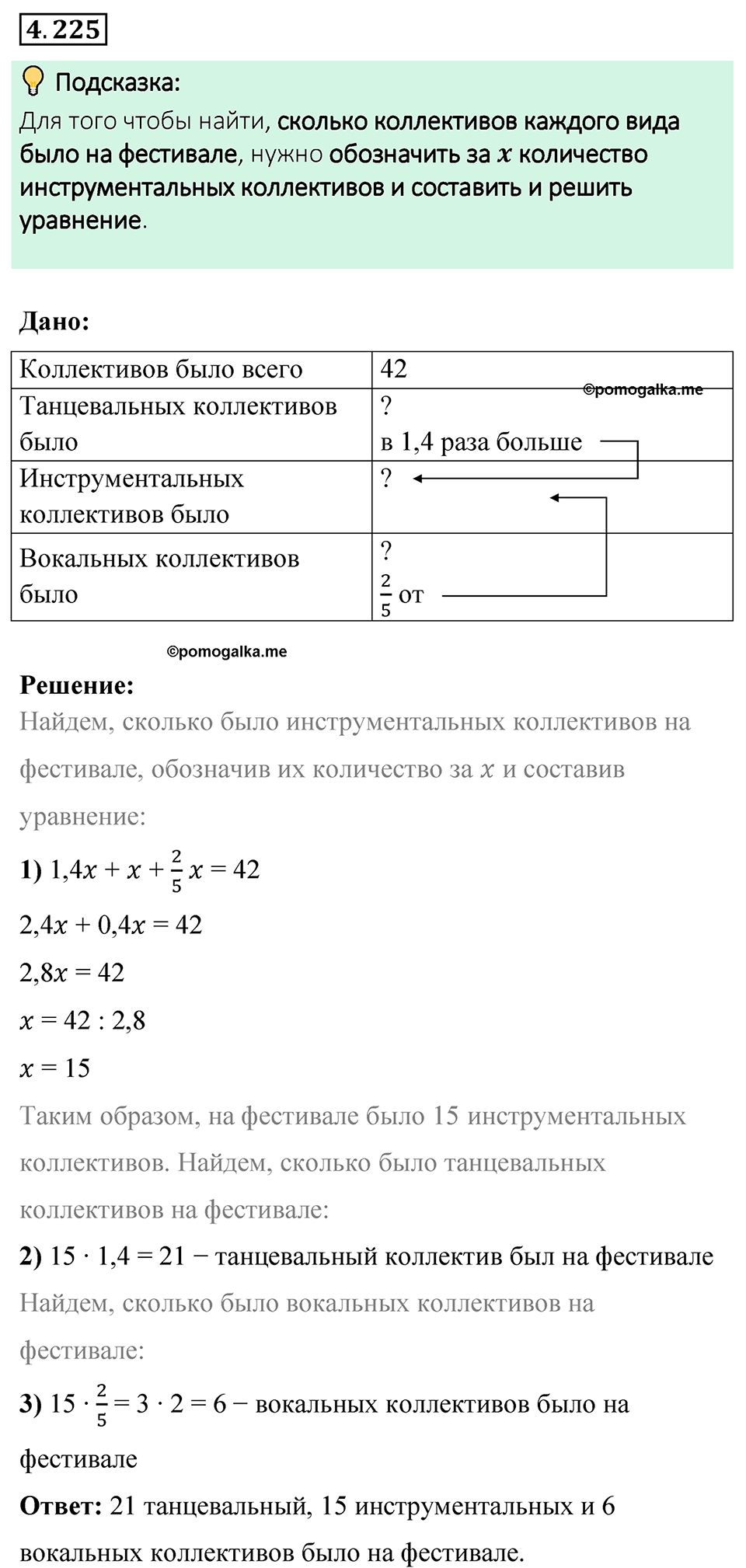 страница 45 задача 4.225 математика 6 класс Виленкин часть 2 просвещение ФГОС 2023