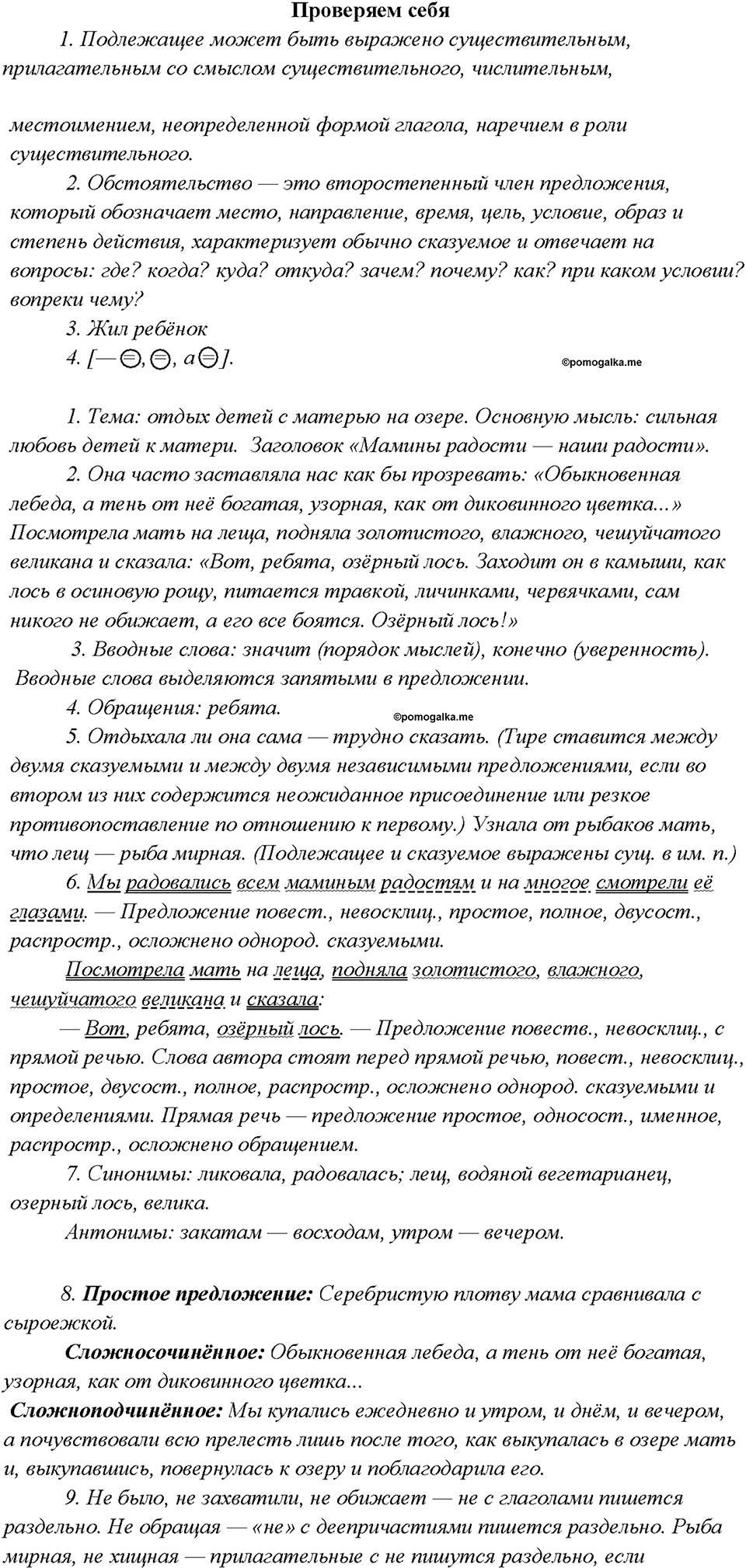 §11. Синтаксис и пунктуация. Проверяем себя русский язык 7 класс Быстрова