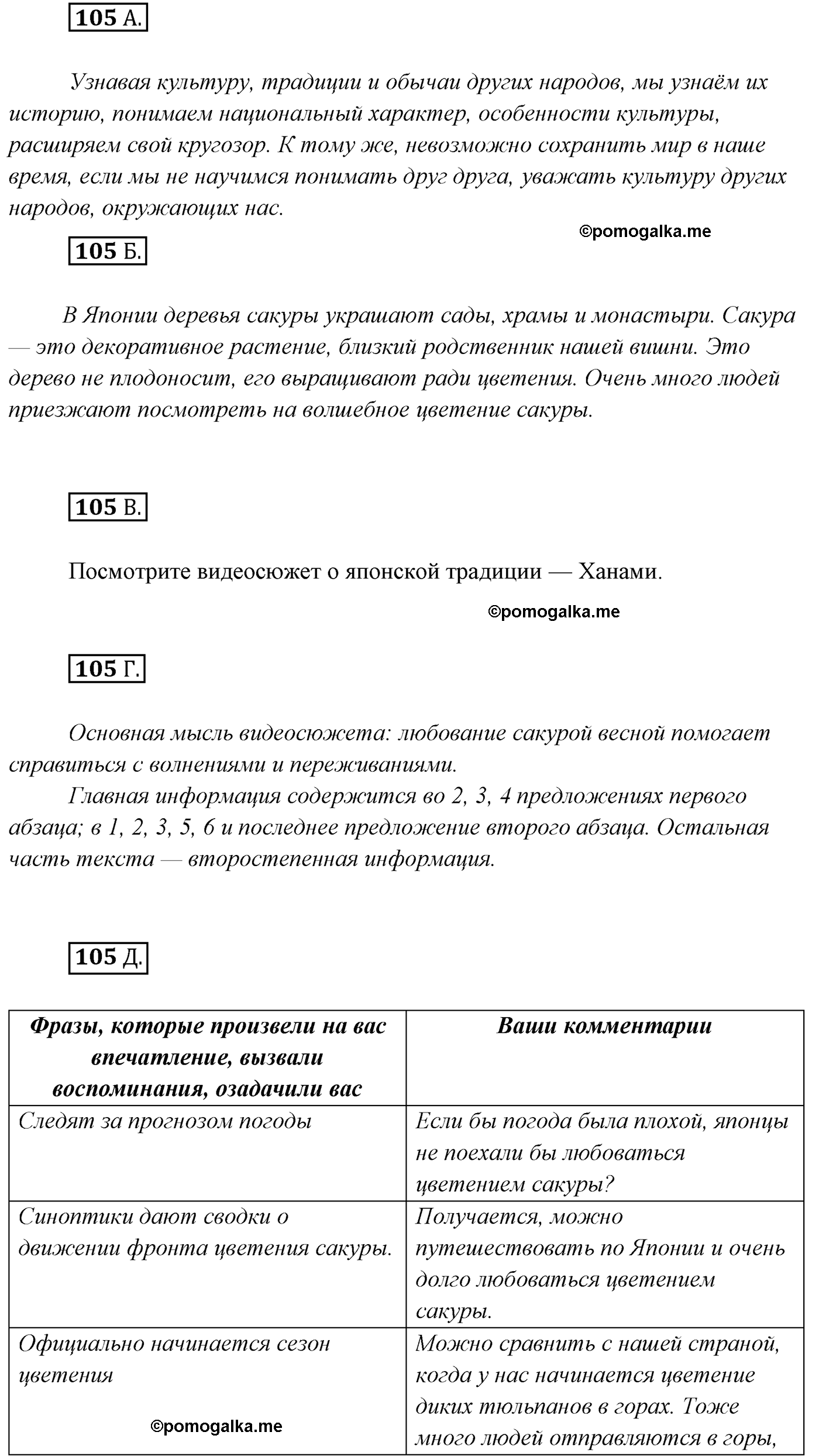 упражнение №105 русский язык 7 класс Сабитова, Скляренко