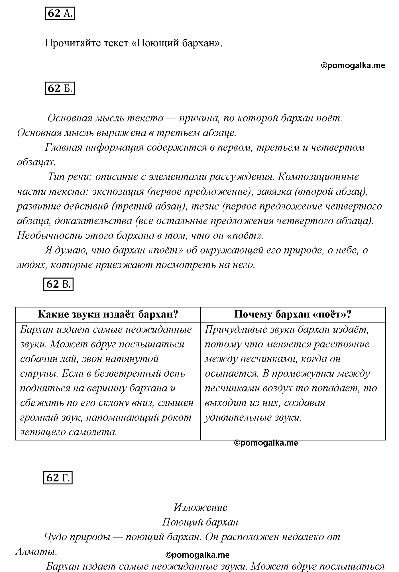 упражнение №62 русский язык 7 класс Сабитова, Скляренко