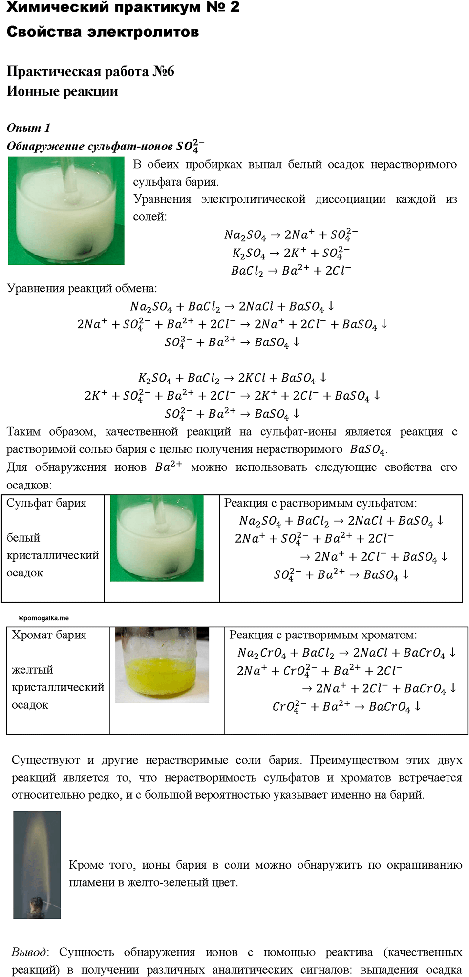 Химический практикум 2. Практическая работа 6. Ионные реакции6 страница 270 химия 8 класс Габриелян