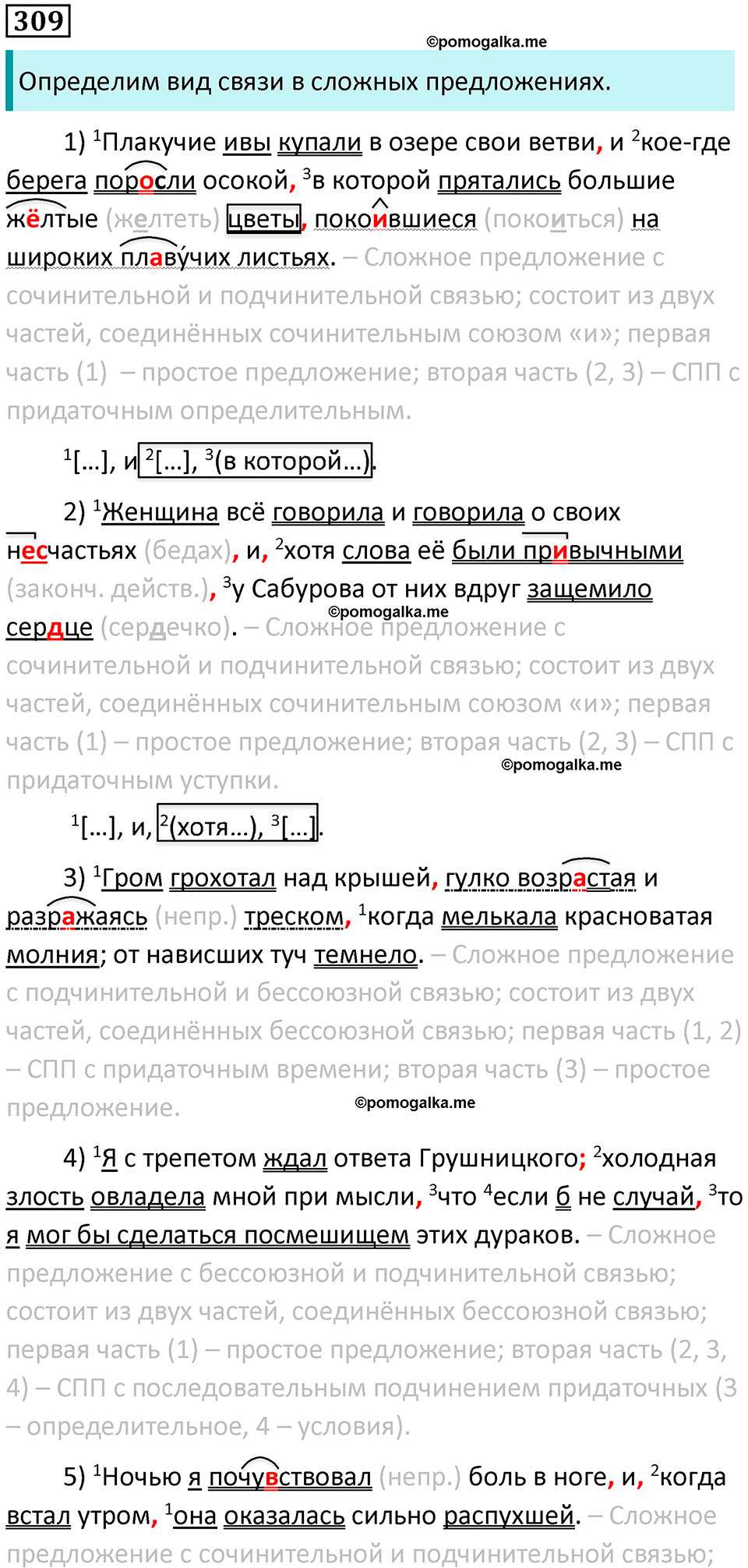 Упражнение 309 - ГДЗ по русскому языку 9 класс Бархударов, Крючков, Максимов