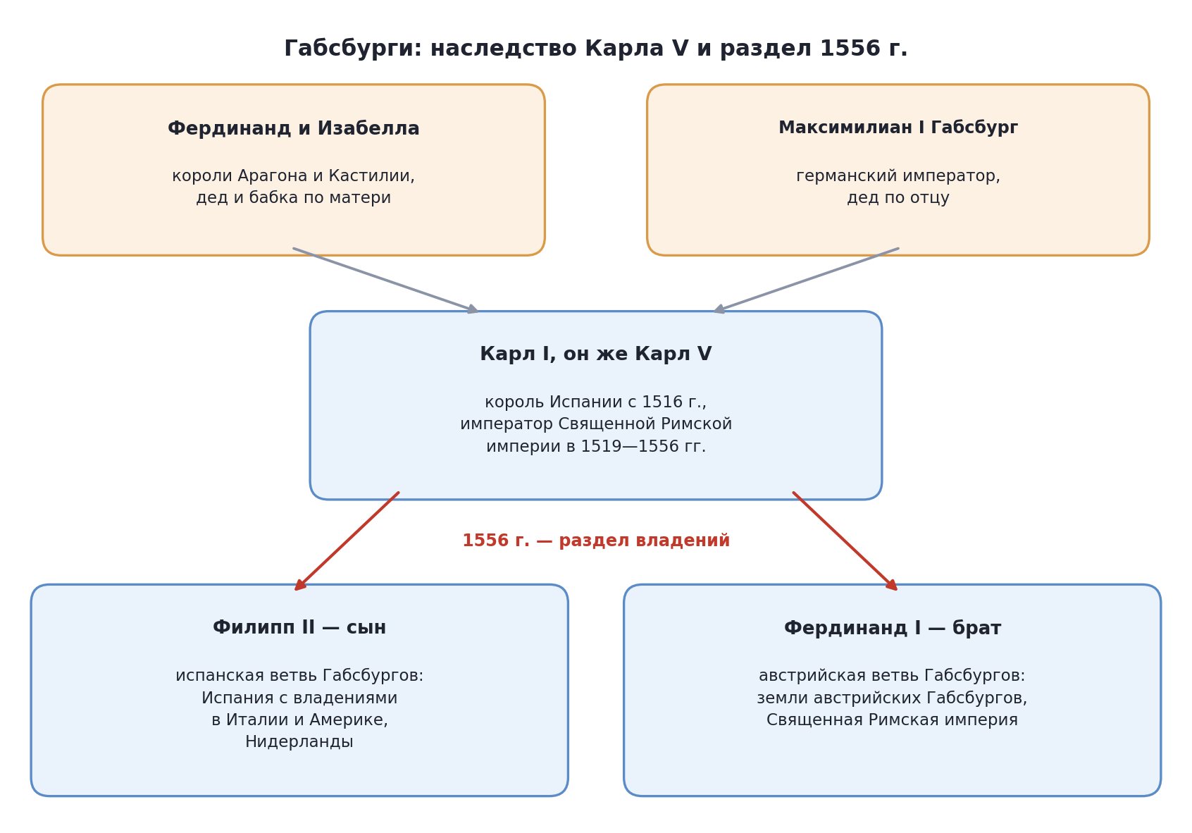 Габсбурги: наследство Карла V и раздел владений в 1556 году