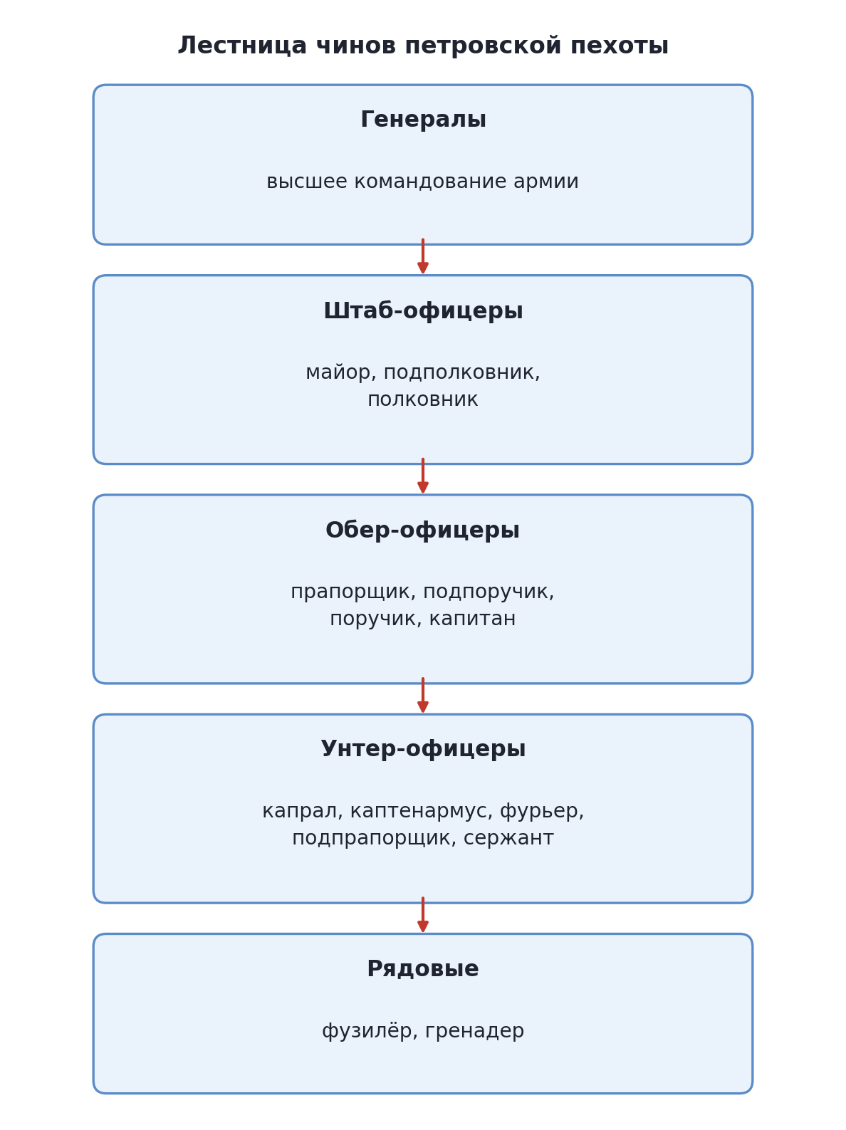 Лестница чинов петровской пехоты