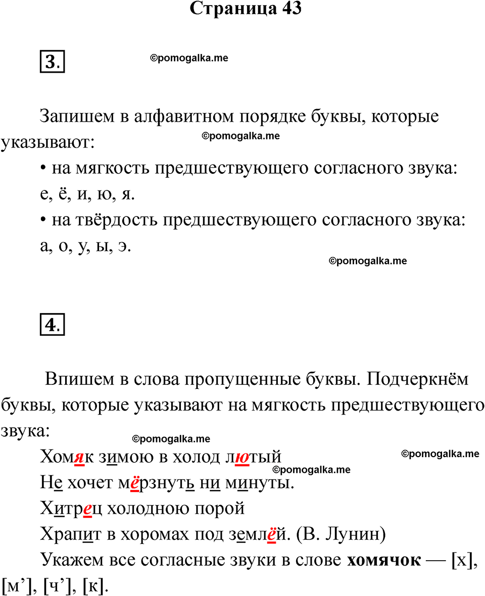 страница 43 русский язык 1 класс Канакина рабочая тетрадь 2024 год