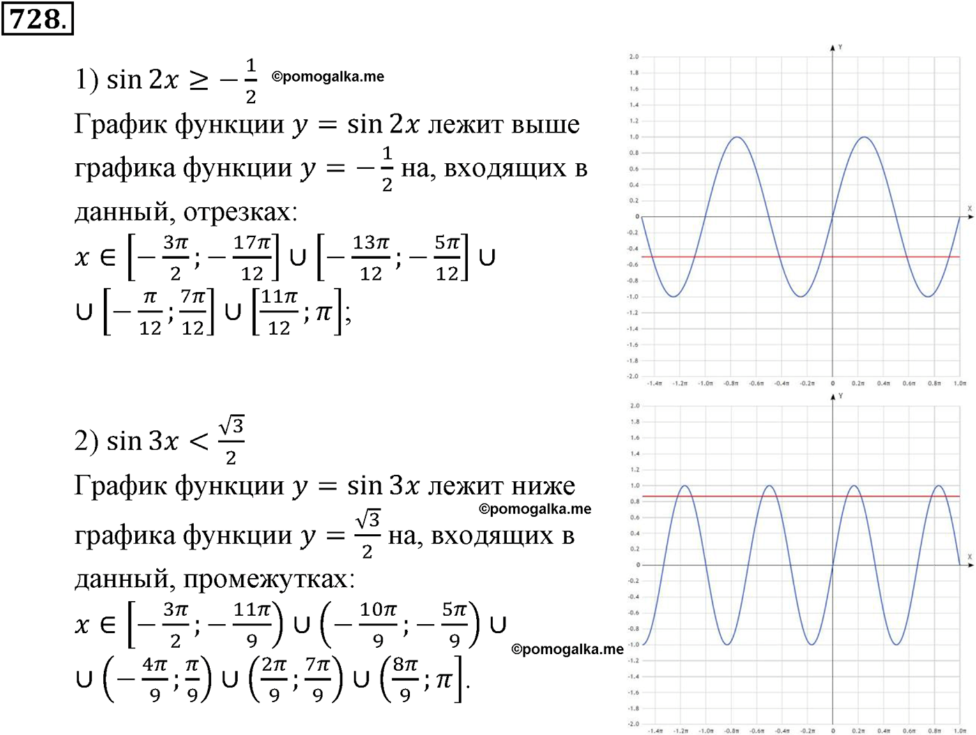 разбор задачи №728 по алгебре за 10-11 класс из учебника Алимова, Колягина