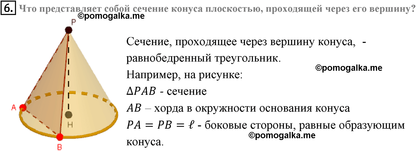 Сечение конуса плоскостью проходящей через две