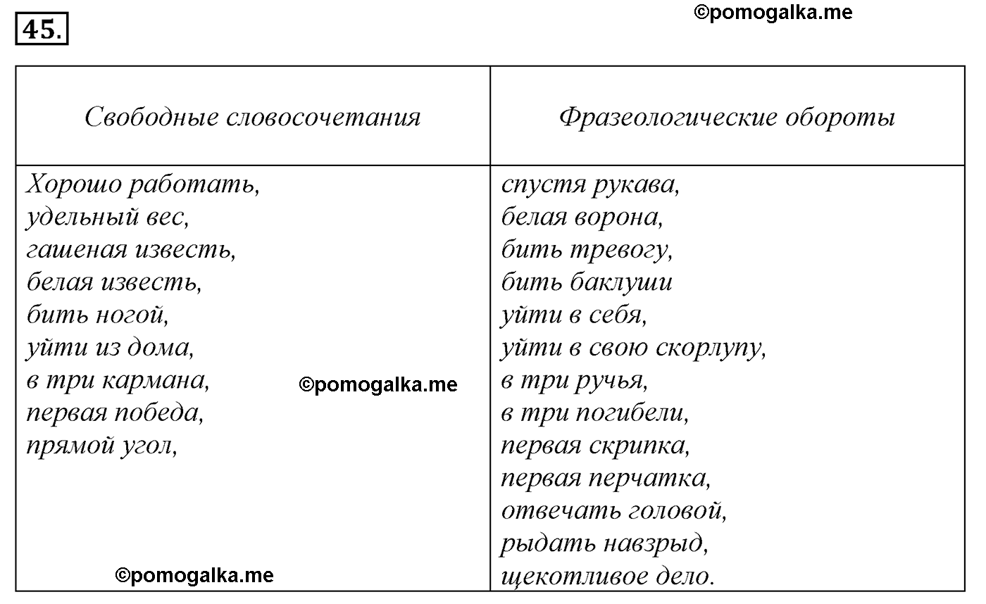 упражнение №45 русский язык 10-11 класс Гольцова