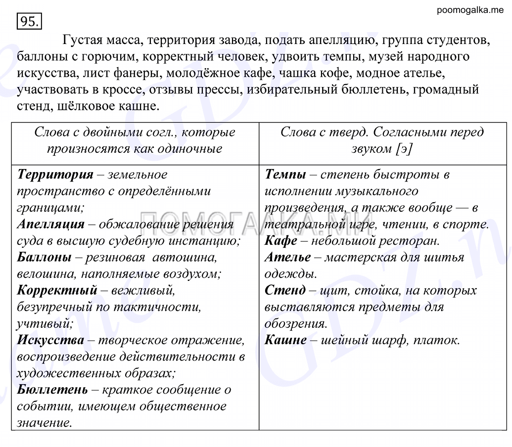 упражнение №95 русский язык 10-11 класс Грекова