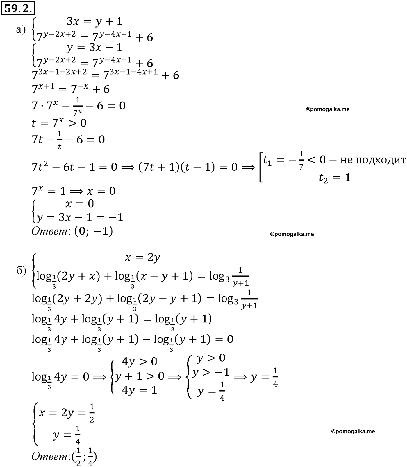 задача №59.2 алгебра 10-11 класс Мордкович