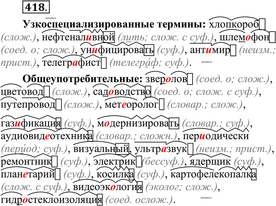 страница 205 упражнение 418 русский язык 10-11 класс Рыбченкова учебник 2026 год