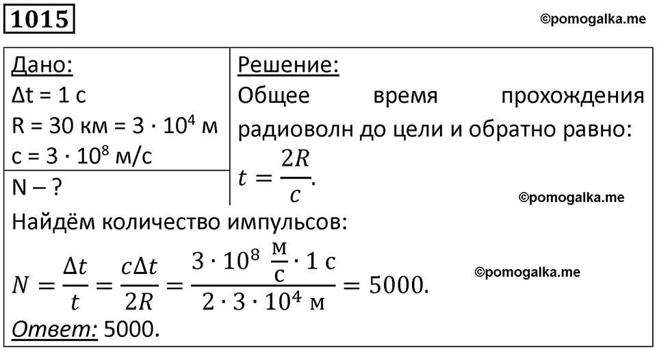 страница 135 номер 1015 физика 10-11 класс сборник задач Рымкевича 2024 год