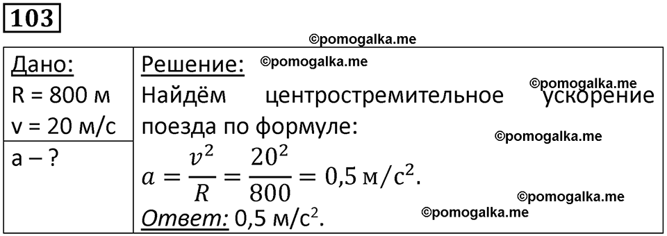 страница 20 номер 103 физика 10-11 класс сборник задач Рымкевича 2024 год