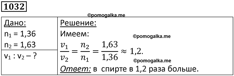 страница 137 номер 1032 физика 10-11 класс сборник задач Рымкевича 2024 год