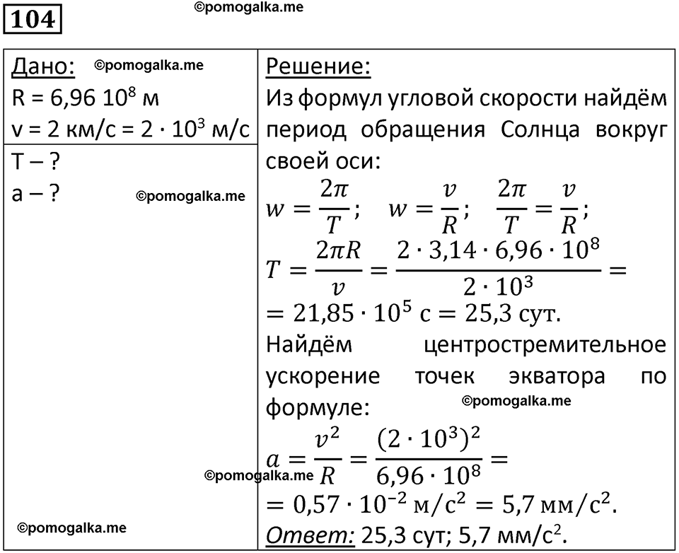 страница 20 номер 104 физика 10-11 класс сборник задач Рымкевича 2024 год