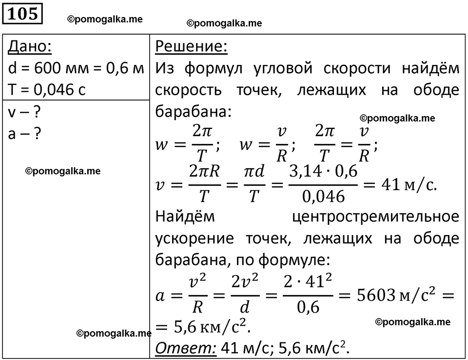 страница 20 номер 105 физика 10-11 класс сборник задач Рымкевича 2024 год