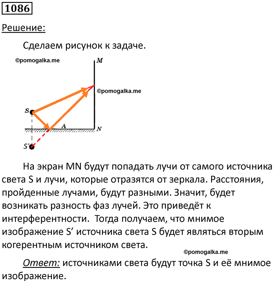 страница 143 номер 1086 физика 10-11 класс сборник задач Рымкевича 2024 год