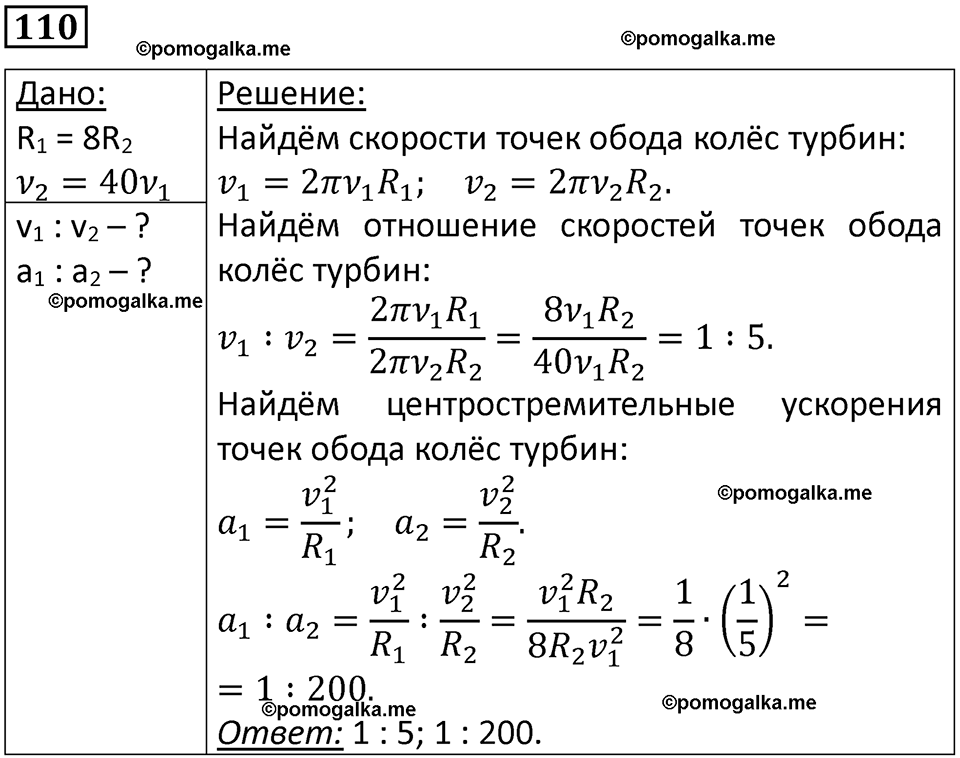 страница 21 номер 110 физика 10-11 класс сборник задач Рымкевича 2024 год