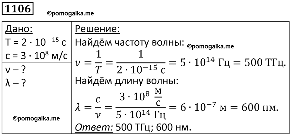 страница 146 номер 1106 физика 10-11 класс сборник задач Рымкевича 2024 год