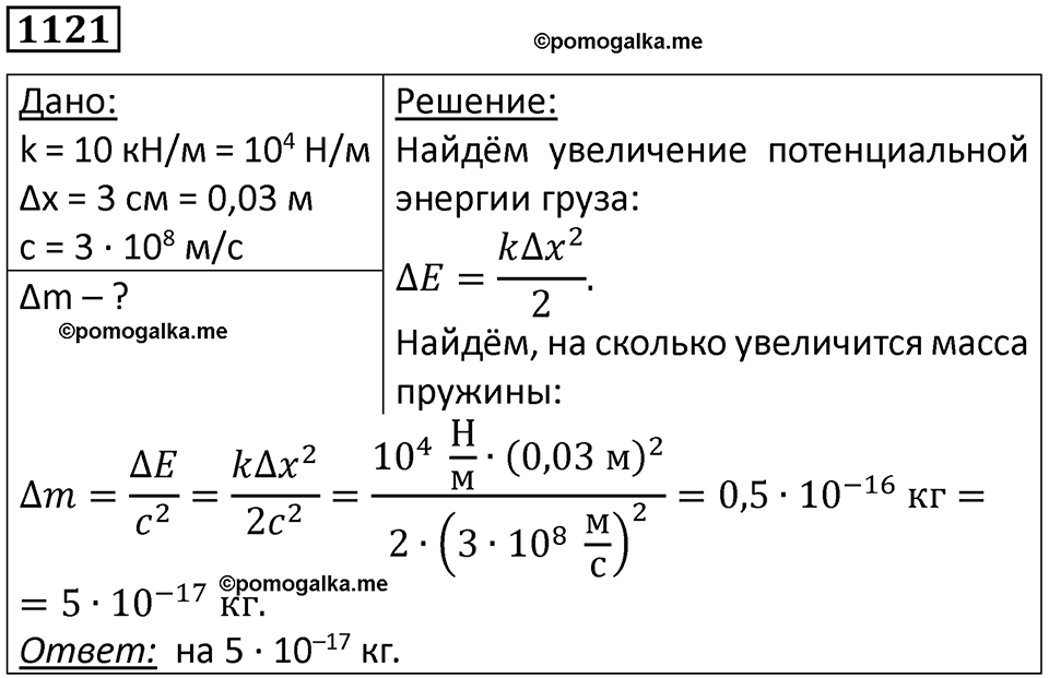 страница 148 номер 1121 физика 10-11 класс сборник задач Рымкевича 2024 год